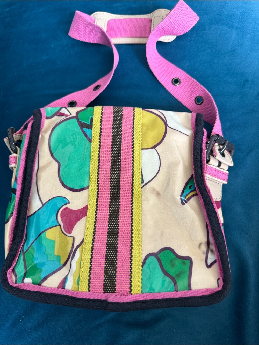 Marc Jacobs Floral Canvas Crossbody with Pink Strap and Teal Accents - Picture 2 of 3
